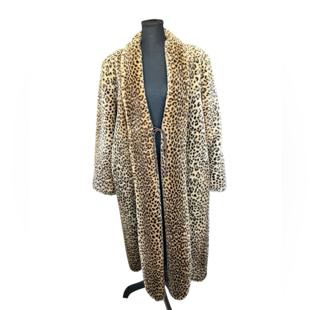 Vintage Leopard Faux Fur Coat S Martin Richards Y2K Mob Wife Glam Jacket - Picture 2 of 12